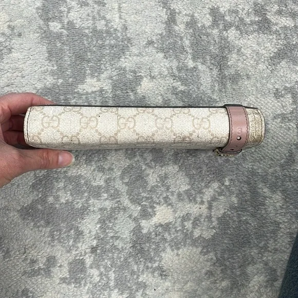 Gucci Continental Long Wallet Monogram GG Supreme Ivory Beige Belt Buckle Flap - Picture 8 of 17